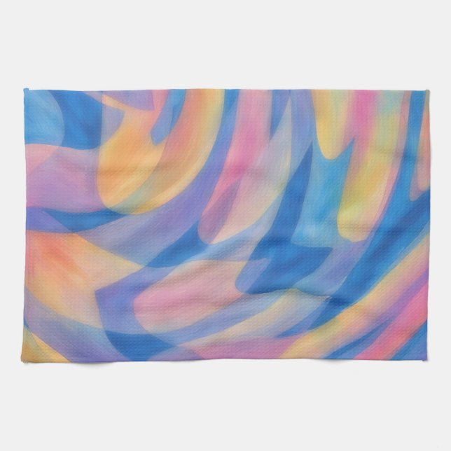 Linge De Cuisine Pastel Spills Artsy Abstract Kitchen Towel (Horizontal)