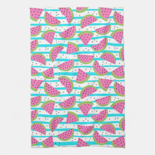 Linge De Cuisine Pastèque au néon sur le motif de rayures