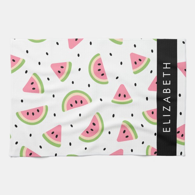 Linge De Cuisine Pastèque Rose, Pâtes De Pâques, Votre Nom (Horizontal)