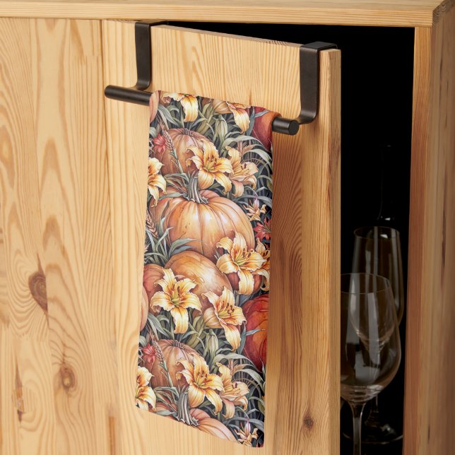 Linge De Cuisine Patch citrouille et Daylilies (Pliage en tiers)