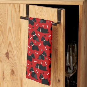 Linge De Cuisine Pâtes et os de Terrier écossais noir