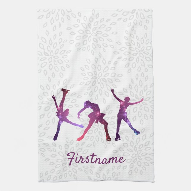 Linge De Cuisine Patinage artistique Étoile violette rose - serviet (Vertical)