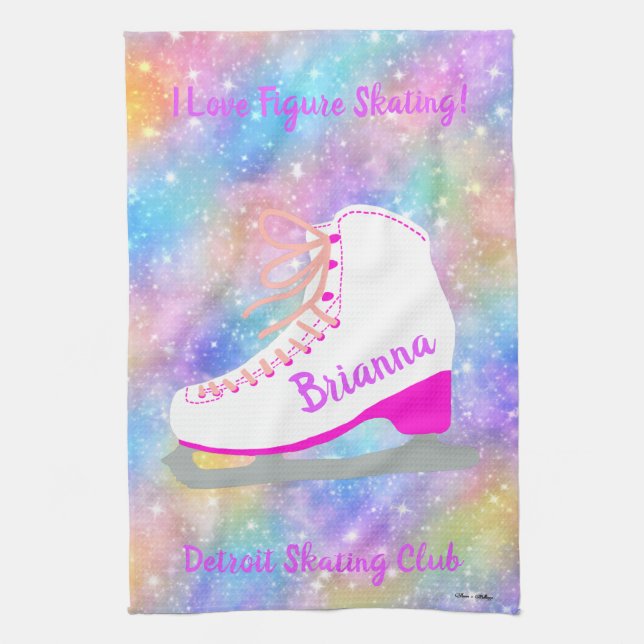 Linge De Cuisine Patinage artistique sur glace arc-en-ciel (Vertical)