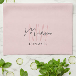 Linge De Cuisine Pâtisserie avec logo monogramme rose