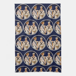 Linge De Cuisine Patriotisme Vintage, Lady Liberty avec marin de la
