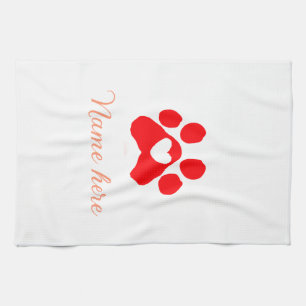 Linge De Cuisine Patte de chien cœur rouge animal familier ajouter