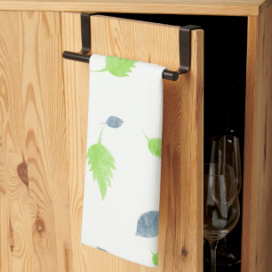 Linge De Cuisine Pattern Blue & Green Leaves