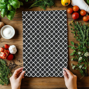 Linge De Cuisine Patters de Black and White Quatrefoil