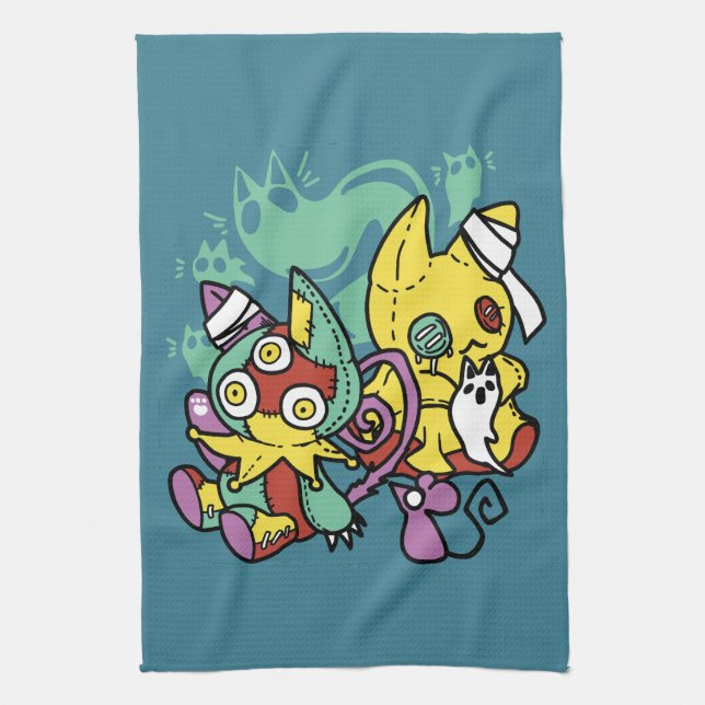 Linge De Cuisine Paw-sitively Frightful | Monstrous Cats Halloween  (Vertical)