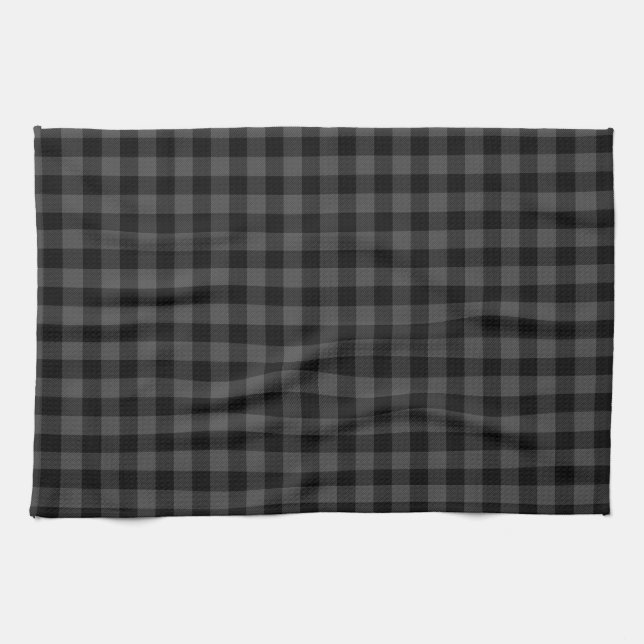 Linge De Cuisine Pays noir et gris plaid (Horizontal)