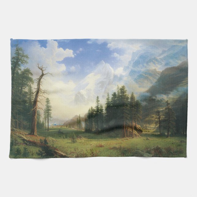 Linge De Cuisine Paysage de montagne par Albert Bierstadt (Horizontal)
