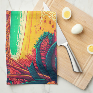 Linge De Cuisine Paysage de plage tropicale en été coloré  