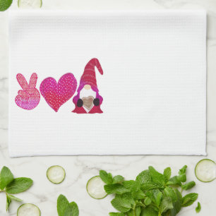 Linge De Cuisine Peace Love Gnome   Sublimation de la Saint Valenti