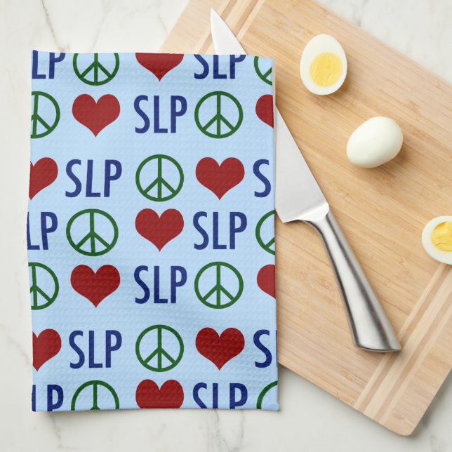 Linge De Cuisine Peace Love Pathologie du langage SLP (Quart Plié)