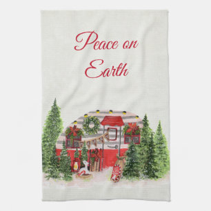 Linge De Cuisine Peace on Earth Christmas Trailer Camper Rustic