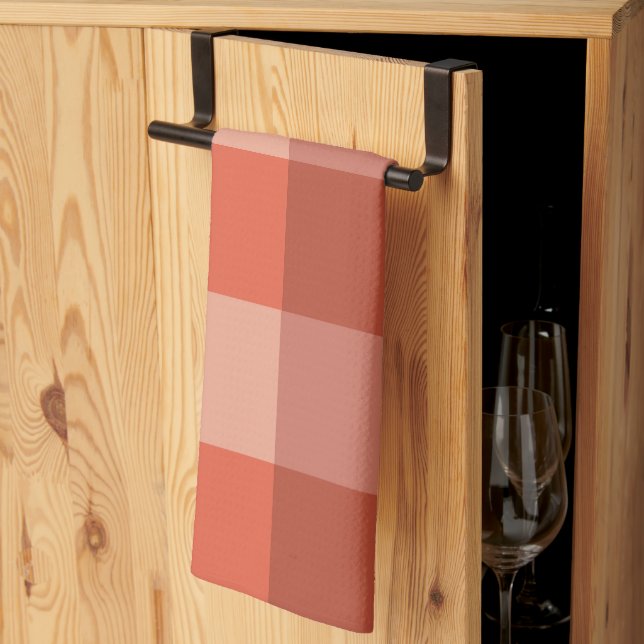 Linge De Cuisine Peach Fuzz Orange Checkerboard Motif (Pliage en tiers)