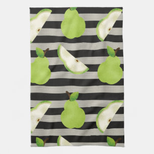 Linge De Cuisine Peach Modern Black & White Strips