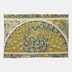 Linge De Cuisine Peacock Art Nouveau Style rond design complexe