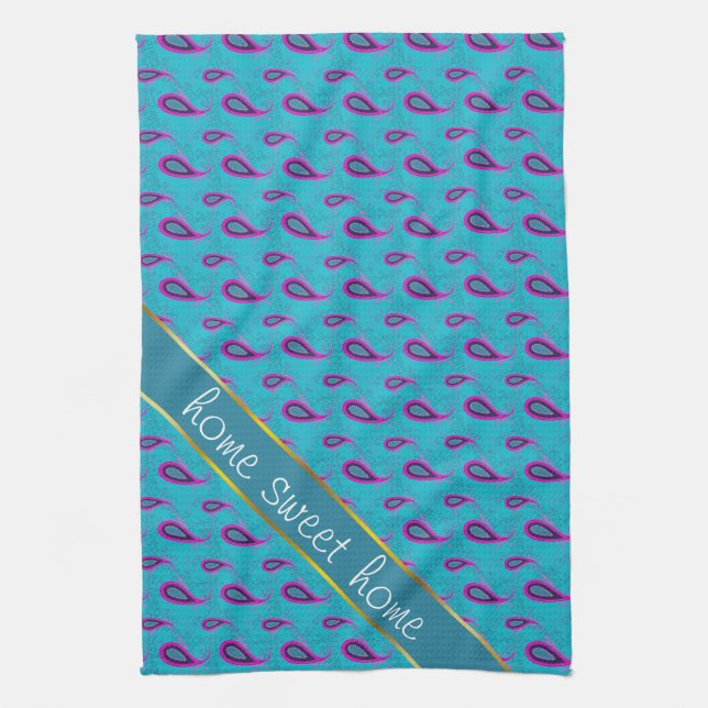 Linge De Cuisine Peacock Blue Paisley (Vertical)