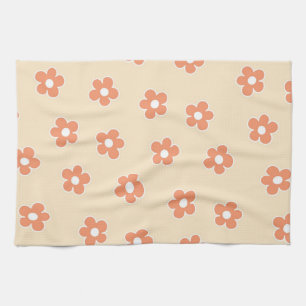 Linge De Cuisine Pêche Whimsical & Orange Floral Retro, Gai