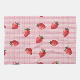 Linge De Cuisine Pêcher à carreaux fraise