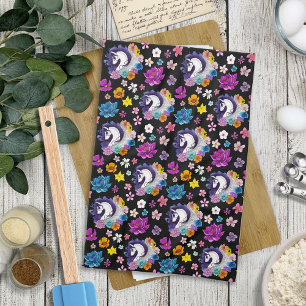 Linge De Cuisine Pegasus Noir Floral