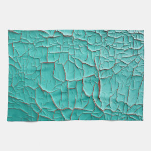 Linge De Cuisine Peinture à écaillage rustique turquoise rose vinta