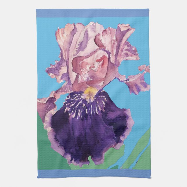 Linge De Cuisine Peinture à l'aquarelle de Iris (Vertical)
