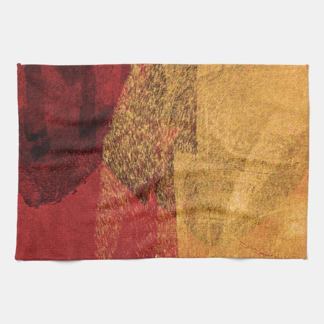 Linge De Cuisine Peinture abstraite jaune rouge (Horizontal)