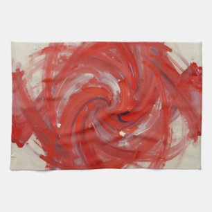 Linge De Cuisine Peinture Abstraite Spirale Rouge Cramoisi