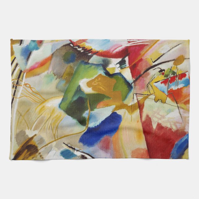 Linge De Cuisine Peinture avec Centre Vert par Wassily Kandinsky (Horizontal)