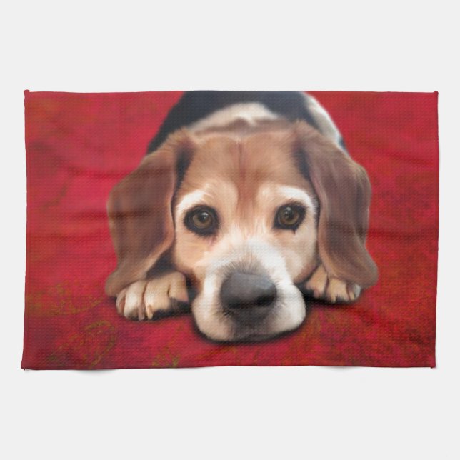 Linge De Cuisine Peinture beagle Art Chien Art (Horizontal)