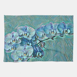 Linge De Cuisine Peinture bleu violet de fleurs d'orchidées mignonn