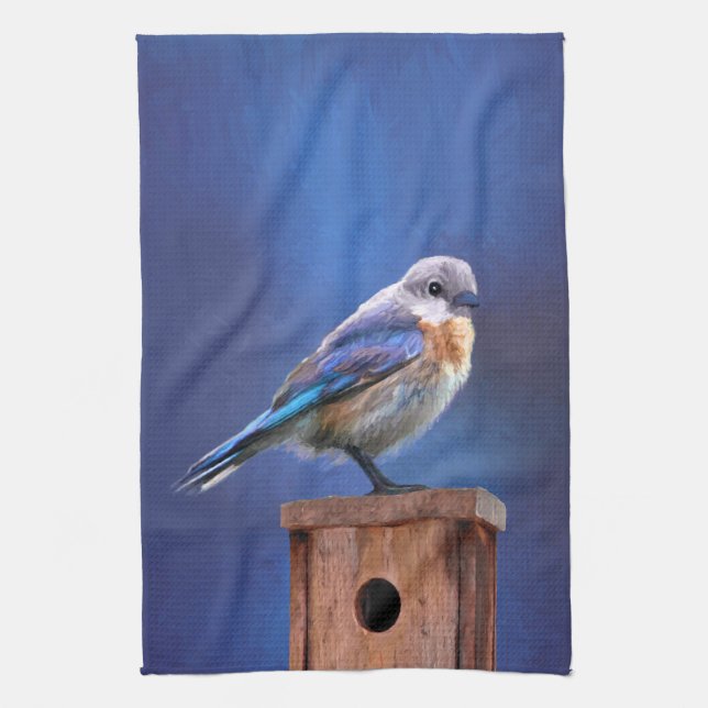 Linge De Cuisine Peinture de Bluebird (Femelle) - Art original pour (Vertical)