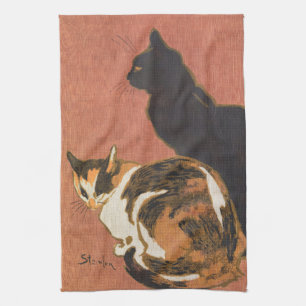 Linge De Cuisine Peinture de deux chats vintages Steinlen