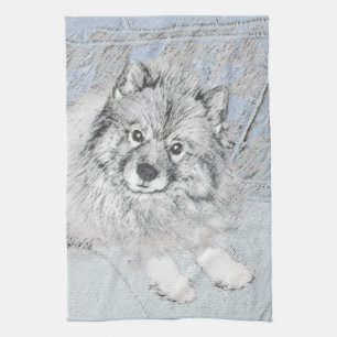 Linge De Cuisine Peinture de Keeshond Beth - Cute Original Dog Art