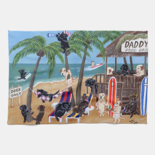 Linge De Cuisine Peinture de Labradors de vacances d'été d'île