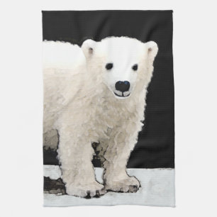 Linge De Cuisine Peinture de l'ours polaire - Art original de la fa