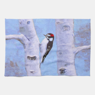 Linge De Cuisine Peinture de Pic Downy - Oiseau original