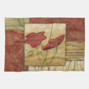 Linge De Cuisine Peinture florale avec traits de pinceau visibles
