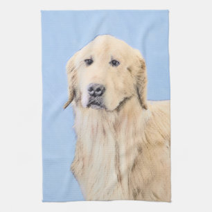 Linge De Cuisine Peinture Golden Retriever - Joli art original chie