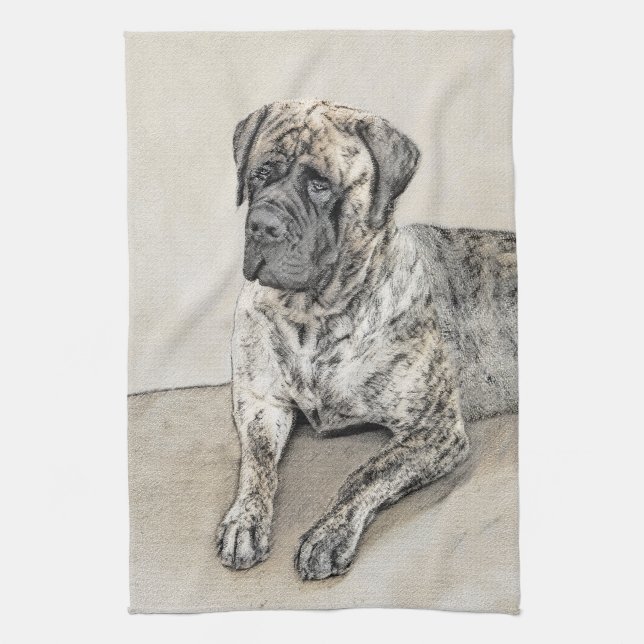 Linge De Cuisine Peinture mastiff anglaise (Brindle) - Dog Art (Vertical)