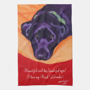 Linge De Cuisine Peinture noire de Labrador