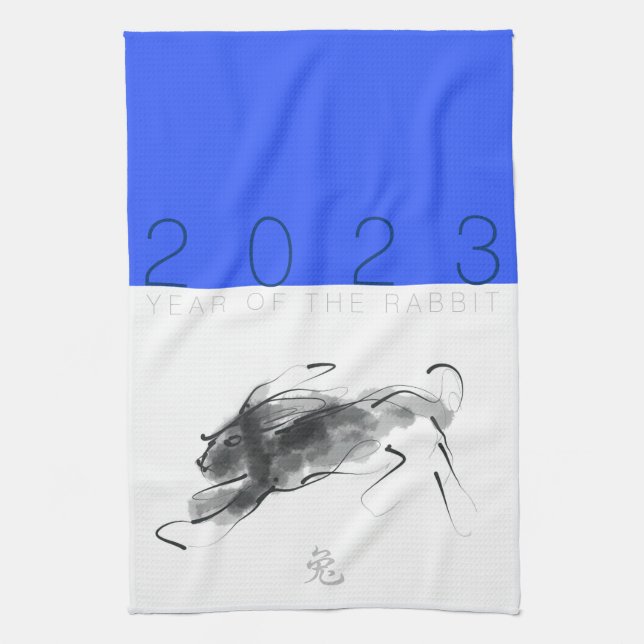 Linge De Cuisine Peinture originale Rabbit chinois Année Zodiac KT (Vertical)