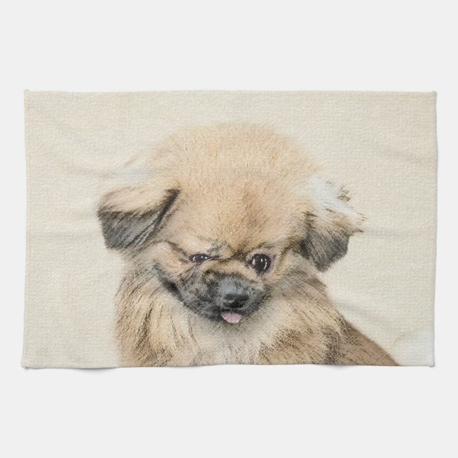 Linge De Cuisine Peinture Pekingese - Cute Original Chien Art (Horizontal)