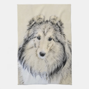 Linge De Cuisine Peinture Shetland Sheepdog - Jolie art original ch