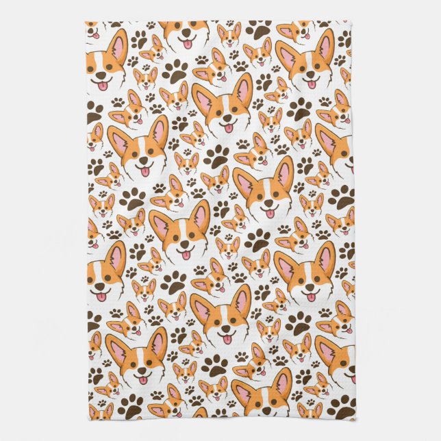 Linge De Cuisine Pembroke Welsh Corgi Chien Coquelicot (Vertical)