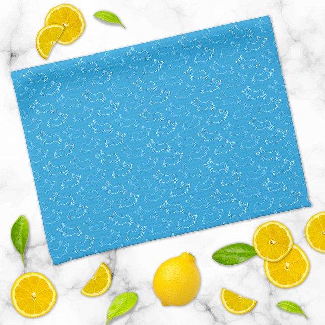 Linge De Cuisine Pembroke Welsh Corgi Cute Motif Turquoise (Créateur téléchargé)
