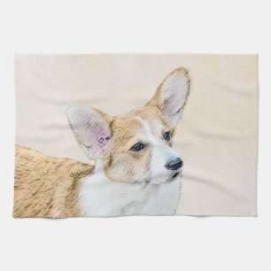 Linge De Cuisine Pembroke Welsh Corgi Peinture - Art Chien original