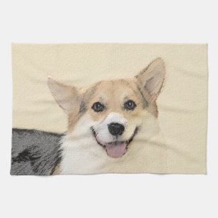 Linge De Cuisine Pembroke Welsh Corgi Peinture - Chien d'art origin